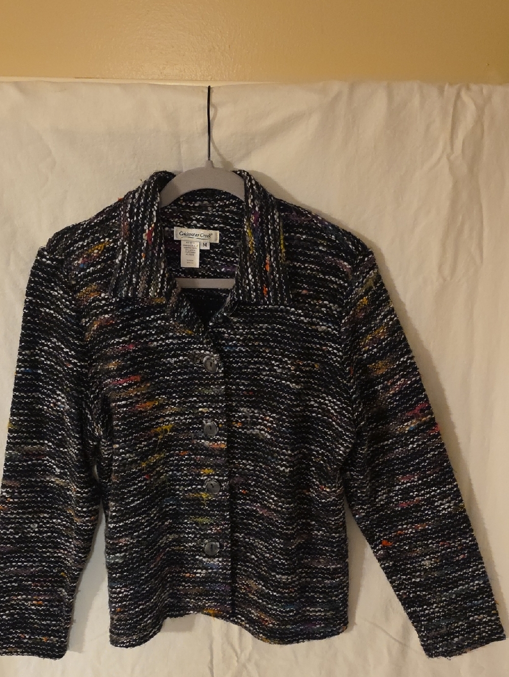 Coldwater Creek Black Multicolor Knit Button-Down Jacket